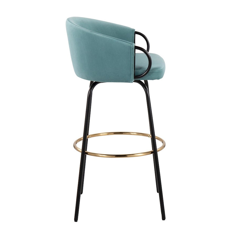LumiSource Claire Barstool, Set of 2, Black/Gold/Blue