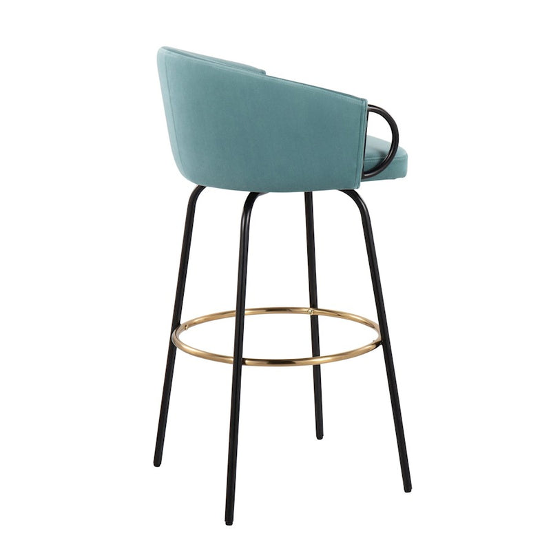 LumiSource Claire Barstool, Set of 2, Black/Gold/Blue