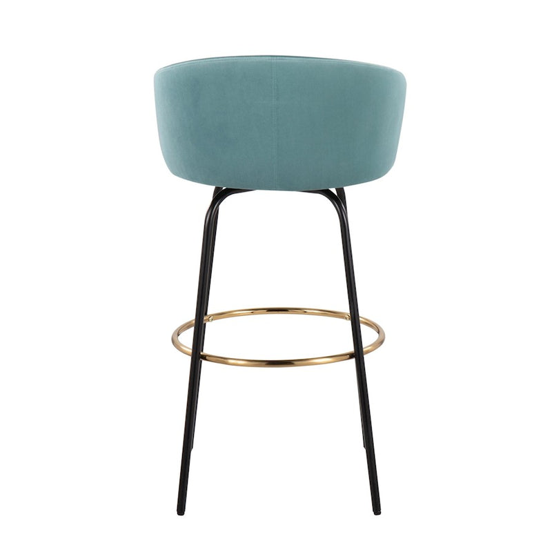LumiSource Claire Barstool, Set of 2, Black/Gold/Blue