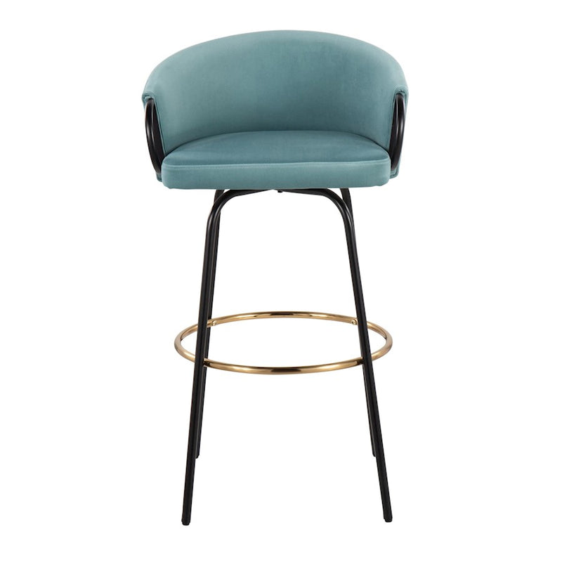 LumiSource Claire Barstool, Set of 2, Black/Gold/Blue