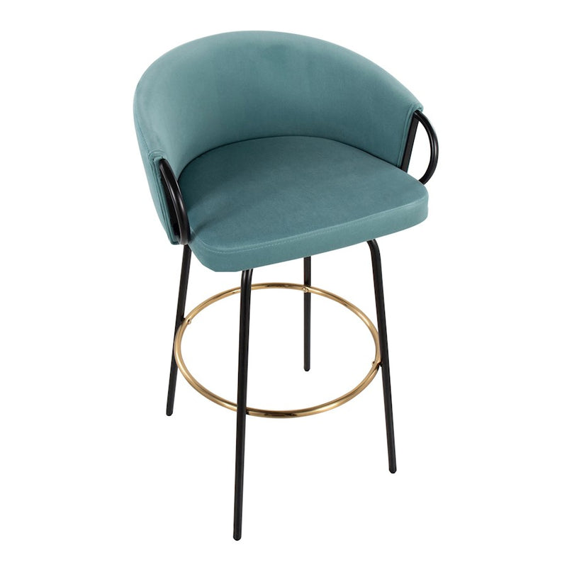 LumiSource Claire Barstool, Set of 2, Black/Gold/Blue