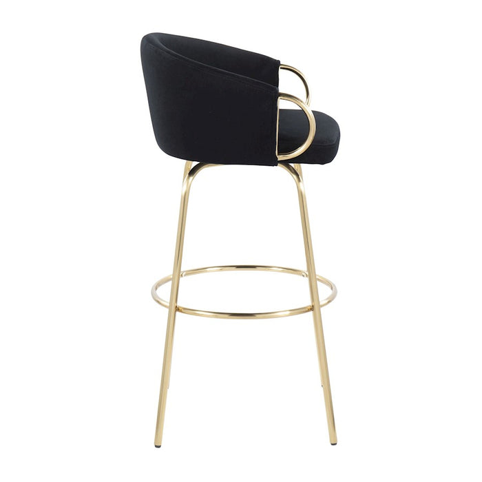 LumiSource Claire 30" Barstool, Set of 2, Gold/Black