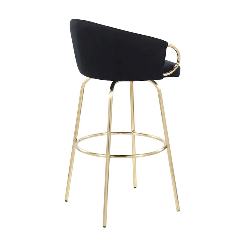 LumiSource Claire 30" Barstool, Set of 2, Gold/Black