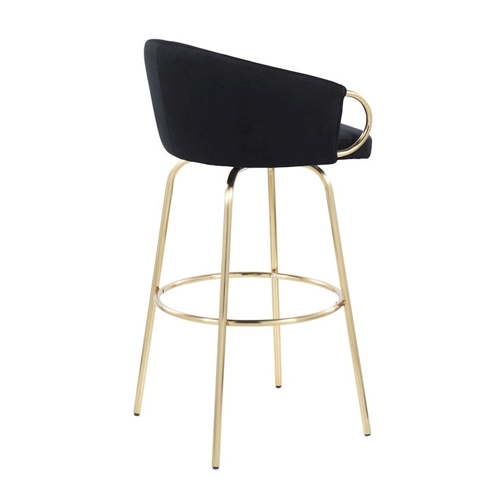 LumiSource Claire 30" Barstool, Set of 2, Gold/Black