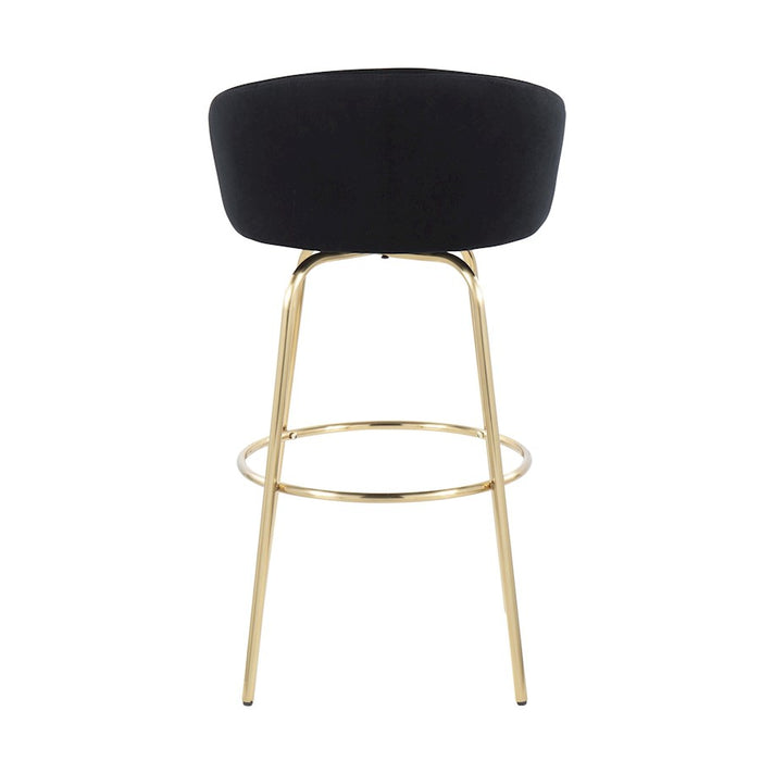 LumiSource Claire 30" Barstool, Set of 2, Gold/Black