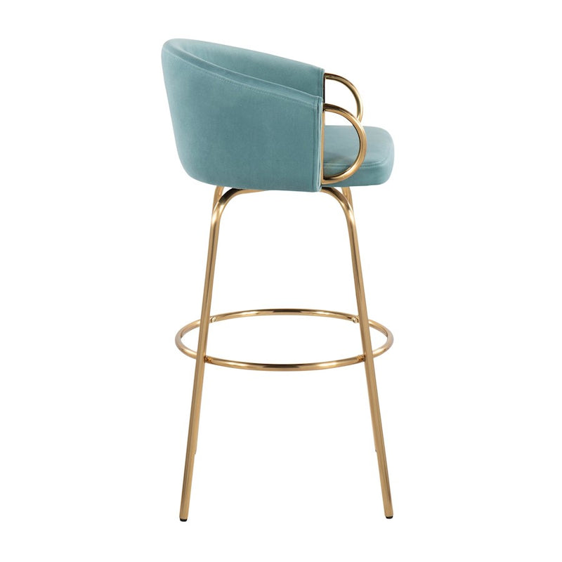 LumiSource Claire 30" Barstool, Set of 2, Gold/Blue