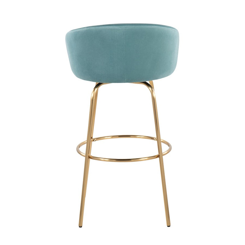 LumiSource Claire 30" Barstool, Set of 2, Gold/Blue