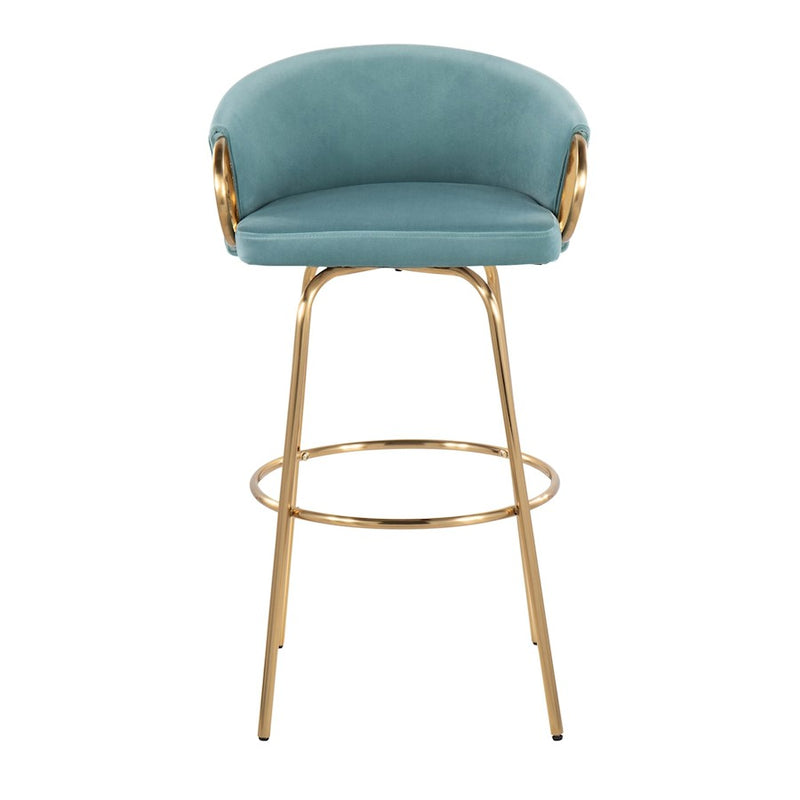 LumiSource Claire 30" Barstool, Set of 2, Gold/Blue