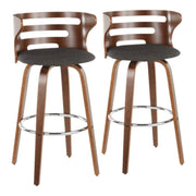 LumiSource Cosini Barstool, Set/2, Walnut/Charcoal/CH - B30-COSNI2-SWVRWLCHAR2