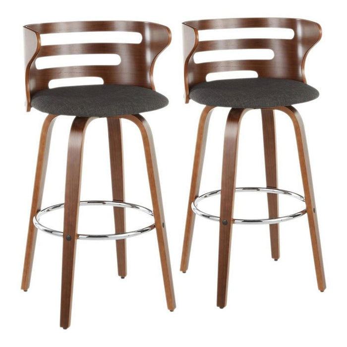 LumiSource Cosini Barstool, Set/2, Walnut/Charcoal/CH - B30-COSNI2-SWVRWLCHAR2