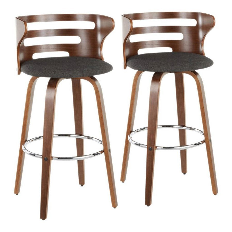 LumiSource Cosini Barstool, Set/2, Walnut/Charcoal/CH - B30-COSNI2-SWVRWLCHAR2
