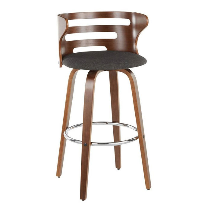LumiSource Cosini Barstool, Set of 2, Walnut/Charcoal/Chrome