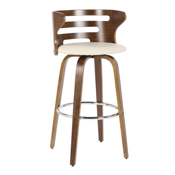 LumiSource Cosini Barstool, Set of 2, Walnut/Cream/Chrome