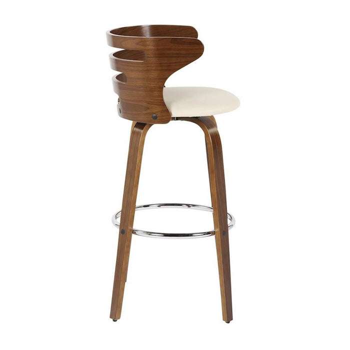 LumiSource Cosini Barstool, Set of 2, Walnut/Cream/Chrome