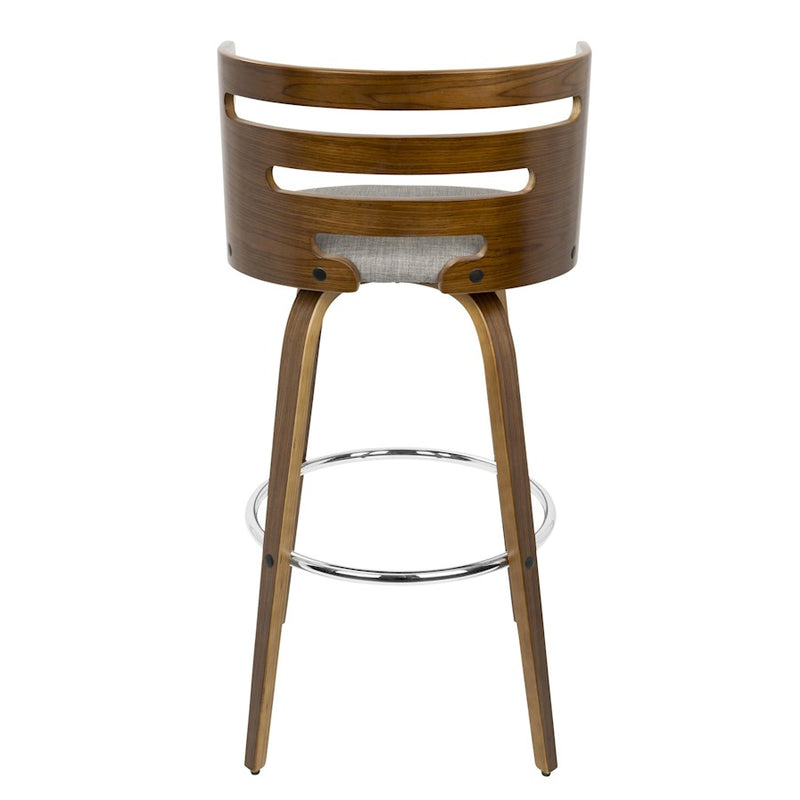 LumiSource Cosini 30" Barstool, Set/2, Walnut/Grey/Chrome