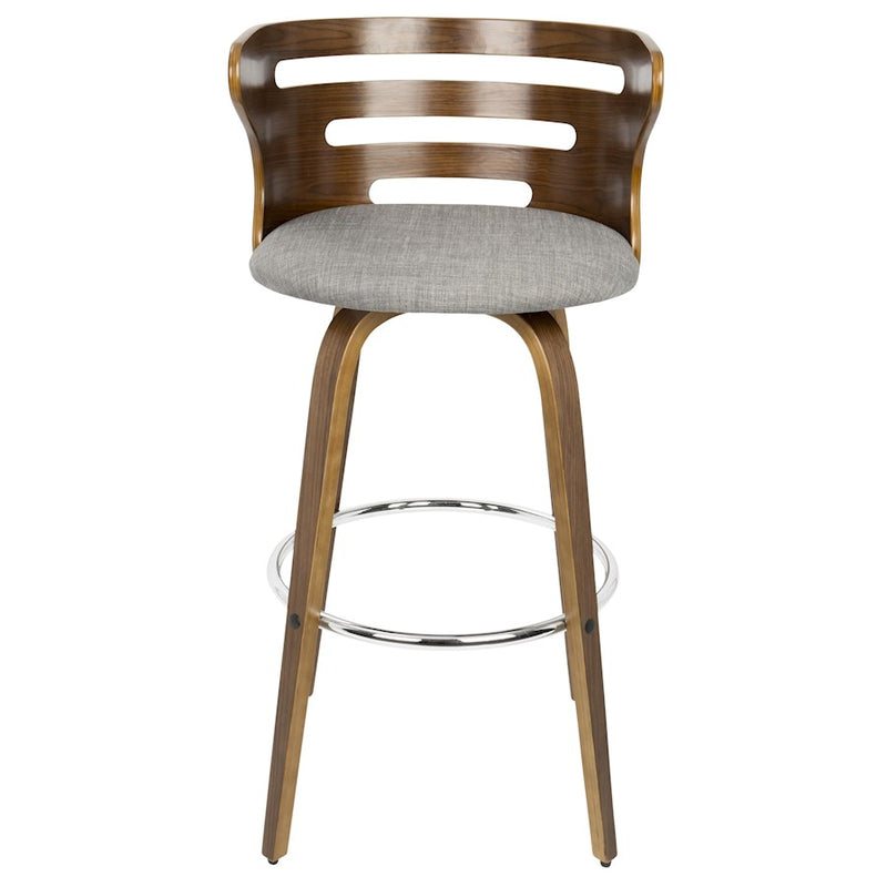 LumiSource Cosini 30" Barstool, Set/2, Walnut/Grey/Chrome
