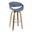 LumiSource Curvini 30'' Barstool, Set of 2, Walnut/Blue/Chrome