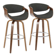 LumiSource Curvini 30'' Barstool, Set/2, Wal/CHAR/CH - B30-CRVNI2-SWVRWLCHAR2