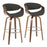 LumiSource Curvini 30'' Barstool, Set/2, Wal/CHAR/CH - B30-CRVNI2-SWVRWLCHAR2