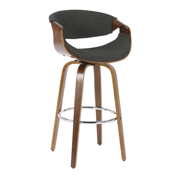 LumiSource Curvini 30'' Barstool, Set of 2, Wal/Charcoal/Chrome