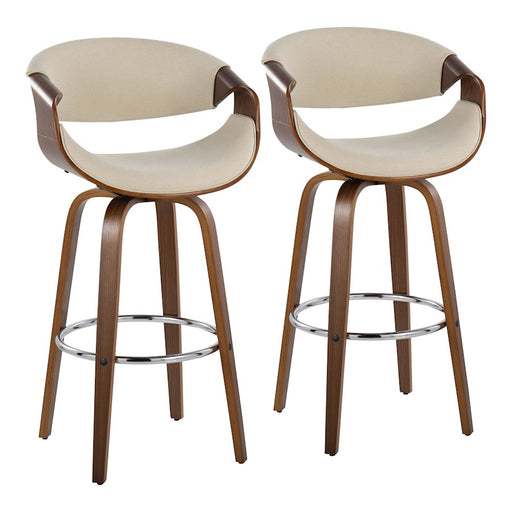 LumiSource Curvini 30'' Barstool, Set/2, WAL/CR/CH - B30-CRVNI2-SWVRWLCR2
