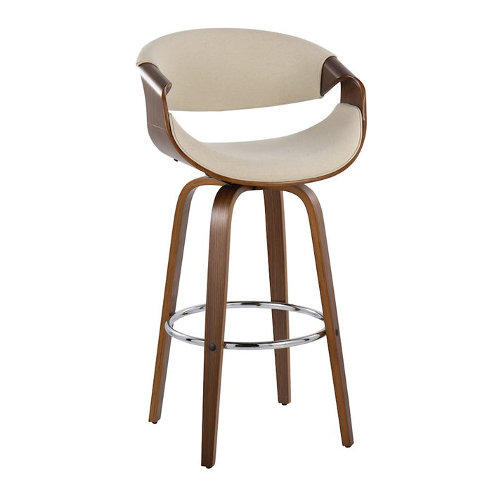 LumiSource Curvini 30'' Barstool, Set/2, WAL/CR/CH