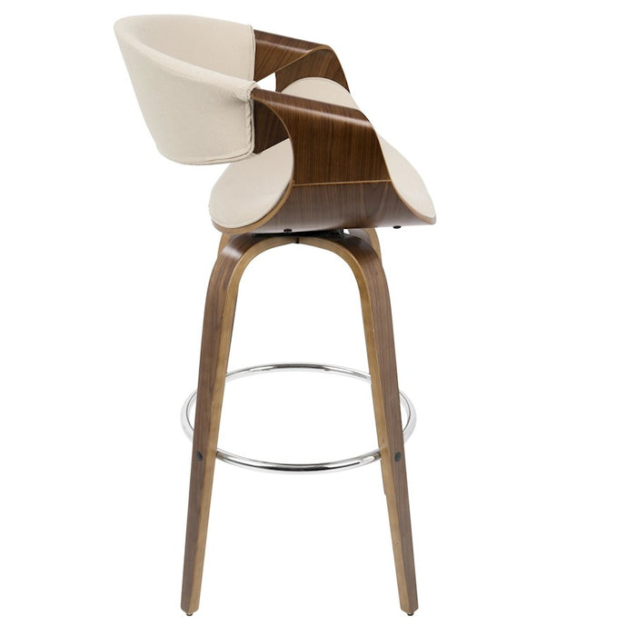 LumiSource Curvini 30'' Barstool, Set/2, WAL/CR/CH