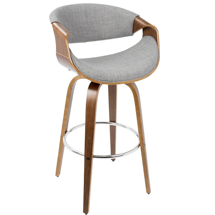 LumiSource Curvini 30'' Barstool, Set/2, WAL/GY/CH