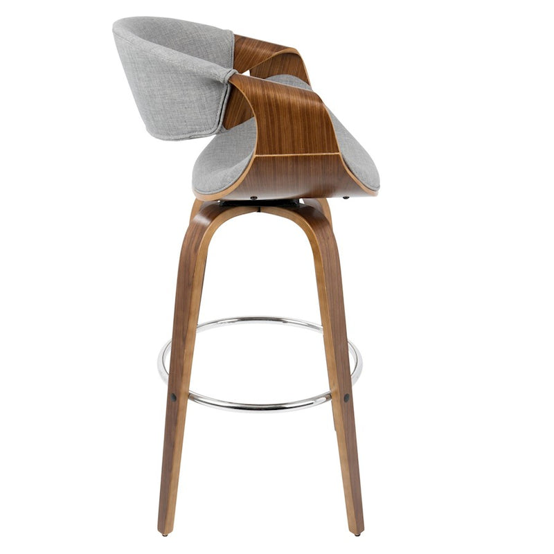 LumiSource Curvini 30'' Barstool, Set/2, WAL/GY/CH