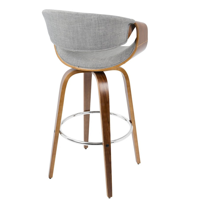 LumiSource Curvini 30'' Barstool, Set/2, WAL/GY/CH