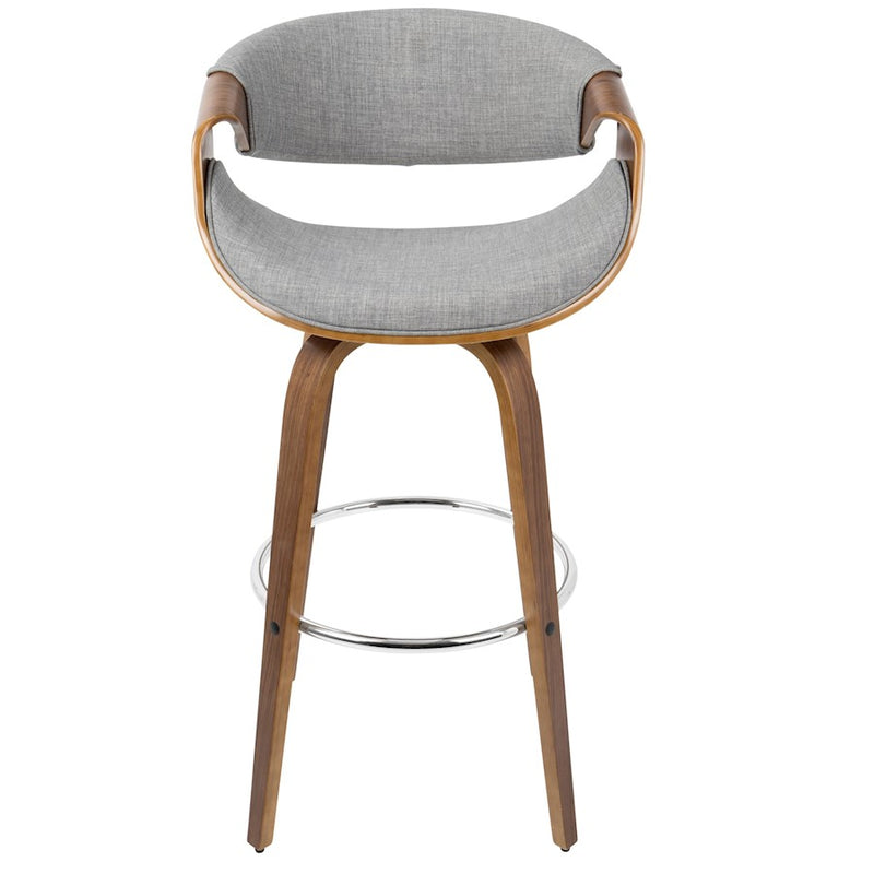 LumiSource Curvini 30'' Barstool, Set/2, WAL/GY/CH