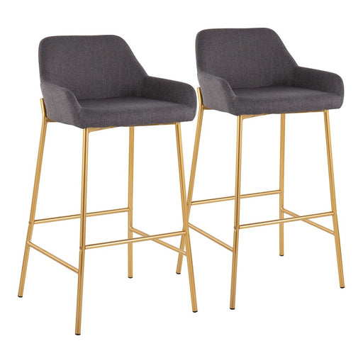 LumiSource Daniella Bar Stool, Set of 2, Gold/Charcoal - B30-DNLA2AUCHAR2