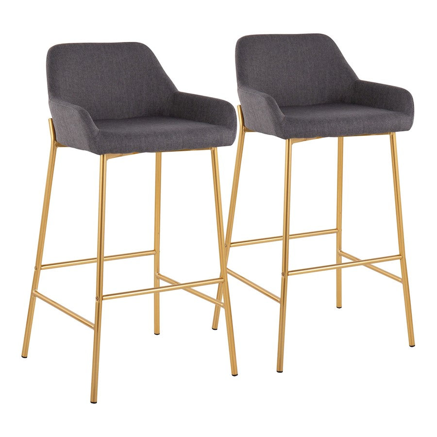 LumiSource Daniella Bar Stool, Set of 2, Gold/Charcoal - B30-DNLA2AUCHAR2