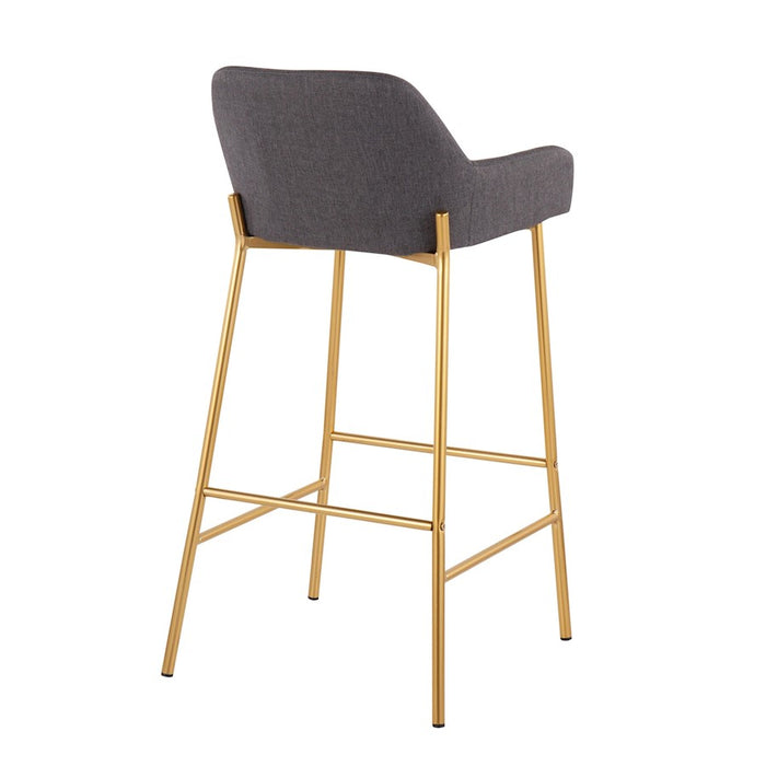 LumiSource Daniella Bar Stool, Set of 2, Gold/Charcoal