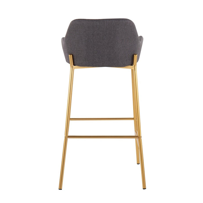 LumiSource Daniella Bar Stool, Set of 2, Gold/Charcoal
