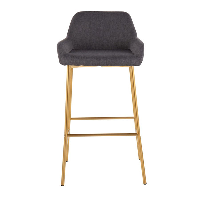 LumiSource Daniella Bar Stool, Set of 2, Gold/Charcoal