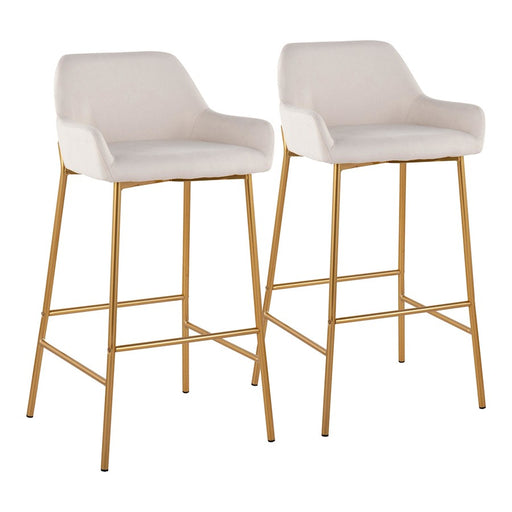 LumiSource Daniella Bar Stool, Set of 2, Gold/Cream - B30-DNLA2AUCR2