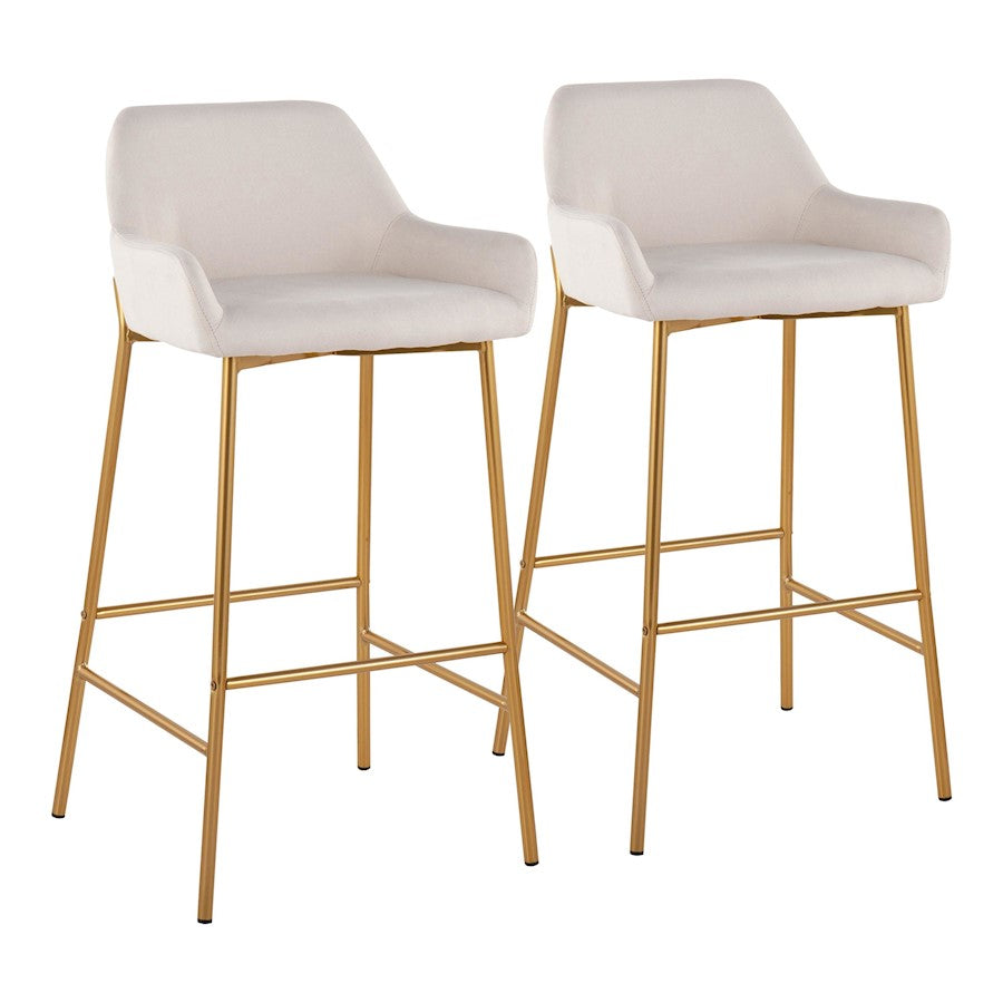 LumiSource Daniella Bar Stool, Set of 2, Gold/Cream - B30-DNLA2AUCR2