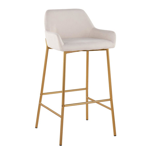 LumiSource Daniella Bar Stool, Set of 2, Gold/Cream