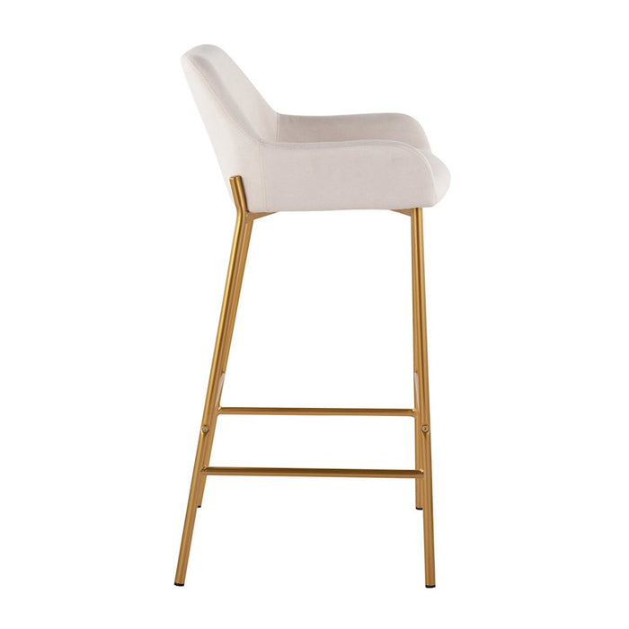 LumiSource Daniella Bar Stool, Set of 2, Gold/Cream