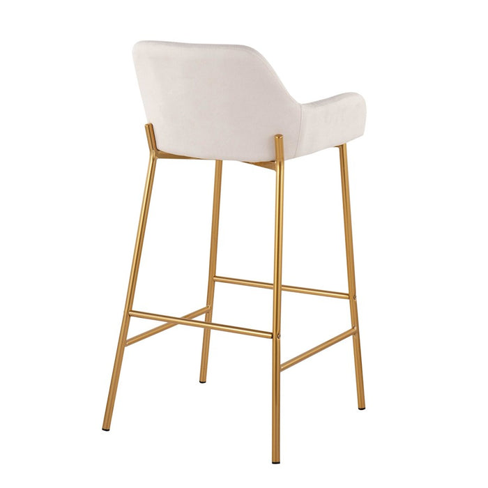 LumiSource Daniella Bar Stool, Set of 2, Gold/Cream