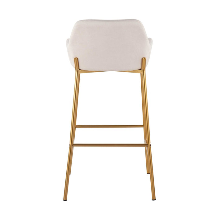 LumiSource Daniella Bar Stool, Set of 2, Gold/Cream