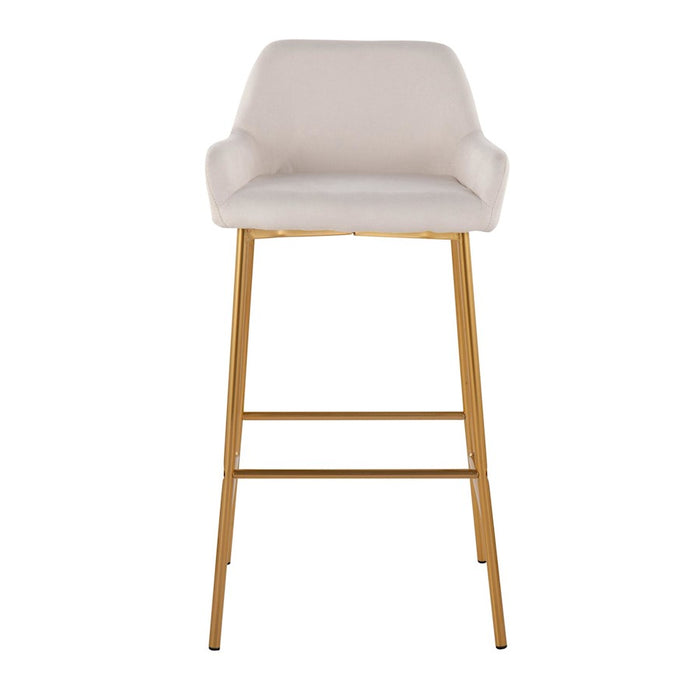 LumiSource Daniella Bar Stool, Set of 2, Gold/Cream