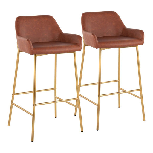 LumiSource Daniella Bar Stool, Set of 2, Gold/Camel - B30-DNLA2AUPUCAM2