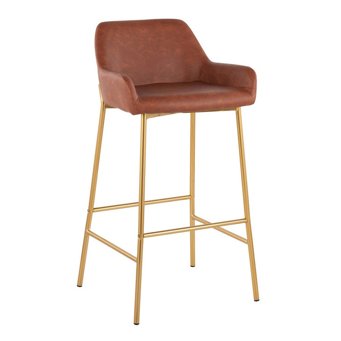 LumiSource Daniella Bar Stool, Set of 2, Gold/Camel