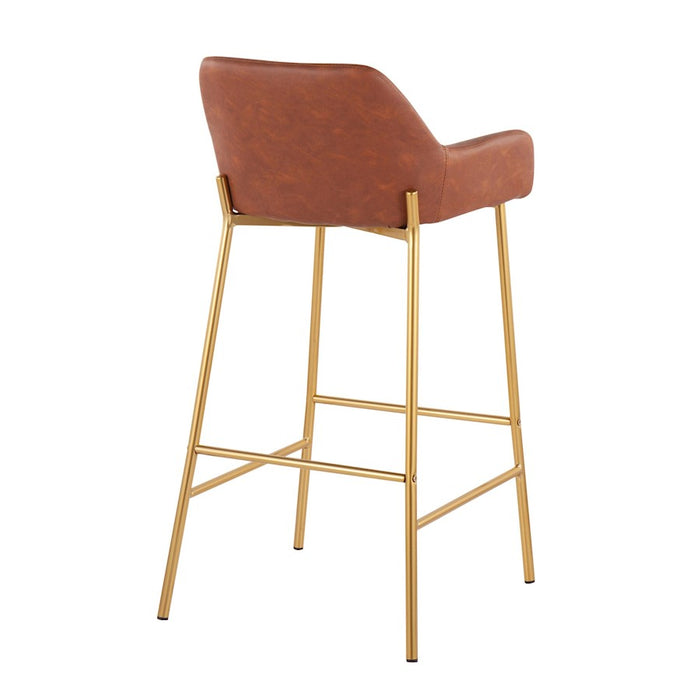 LumiSource Daniella Bar Stool, Set of 2, Gold/Camel