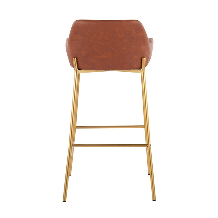 LumiSource Daniella Bar Stool, Set of 2, Gold/Camel