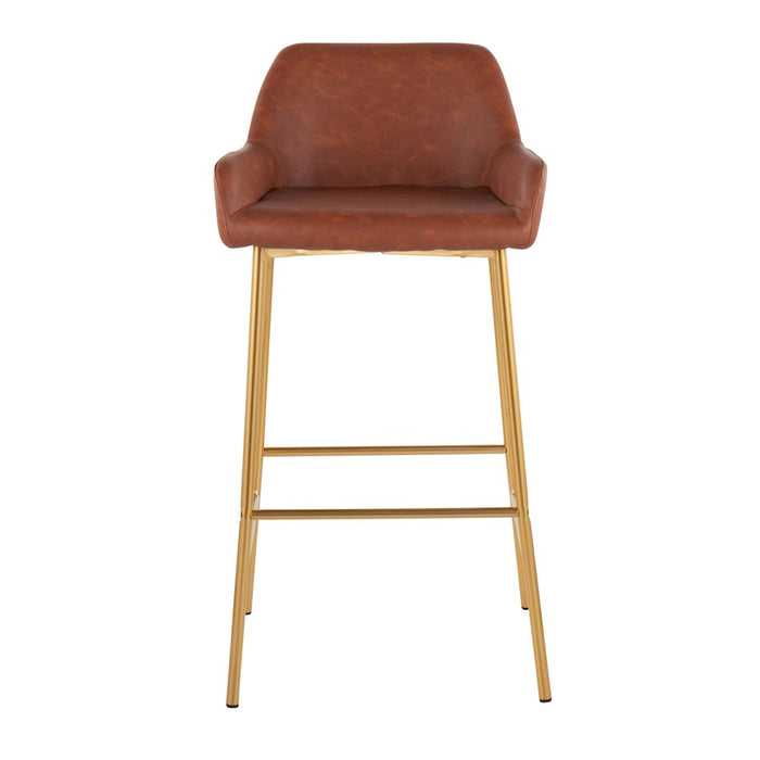 LumiSource Daniella Bar Stool, Set of 2, Gold/Camel