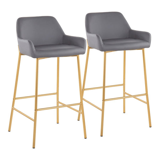 LumiSource Daniella Bar Stool, Set of 2, Gold/Grey - B30-DNLA2AUPUGY2