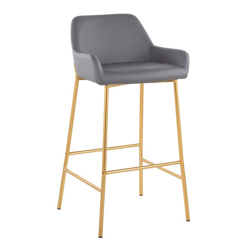 LumiSource Daniella Bar Stool, Set of 2, Gold/Grey